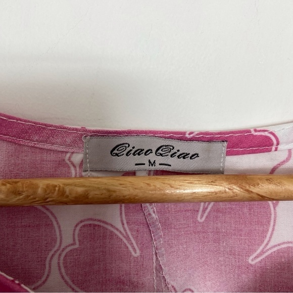 Chiao Ciao dress cotton sleeveless pink white summer Spring dress floral stretch - Picture 5 of 13